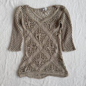 lady dutch tan crochet top